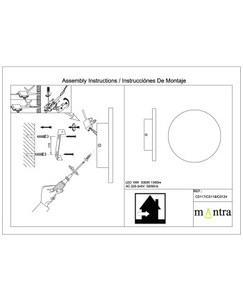 BORA BORA * APLIQUE / PLAFON LED REDONDO NEGRO - 16W 3000K